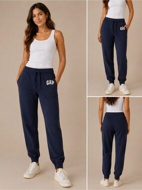GAP Navy Logo Jogger Sweatpants Women's Small Cozy Lounge Pants